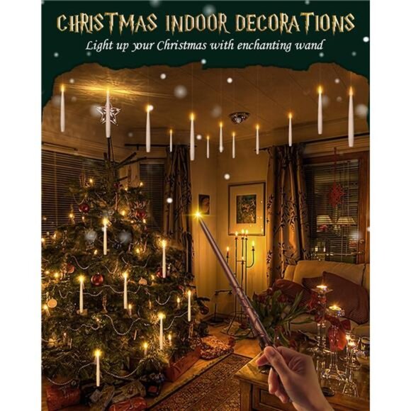 Floating Candles with Wand 20PCs -Christmas Magic Hanging Flameless Candles - Picture 5 of 7